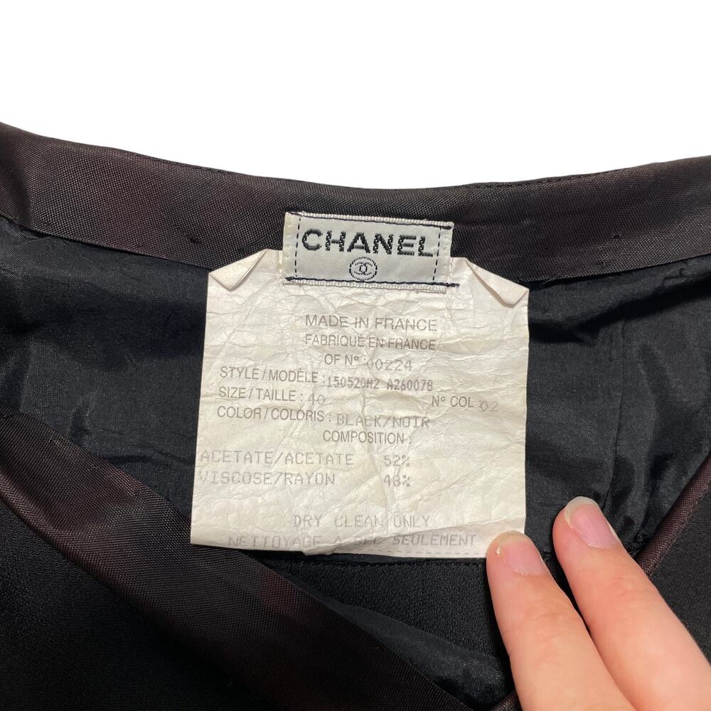 Vtg 90s Chanel Classic Elevated Basic Black Pleat… - image 2